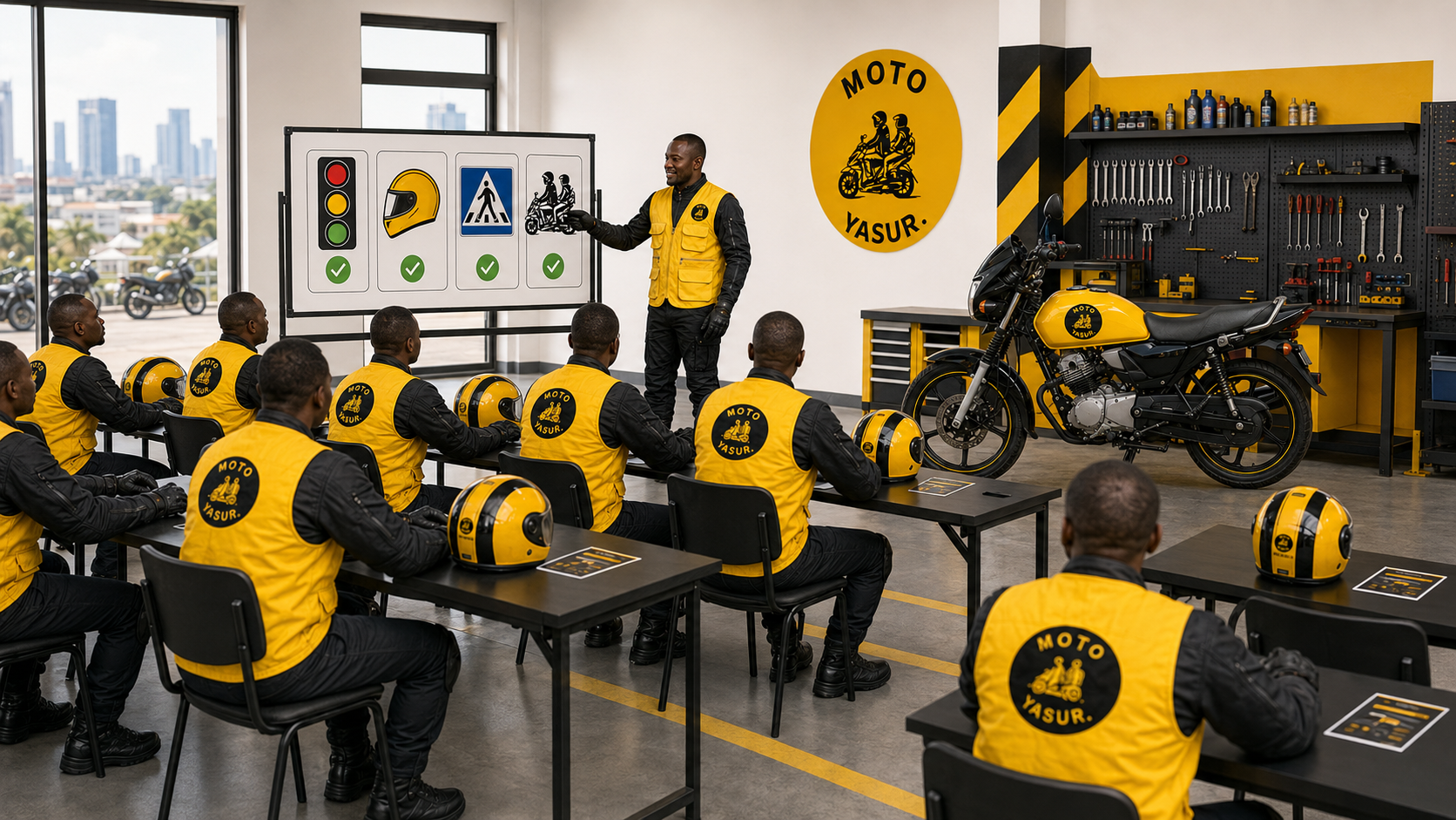 Formation des motards Moto YaSur à Kinshasa